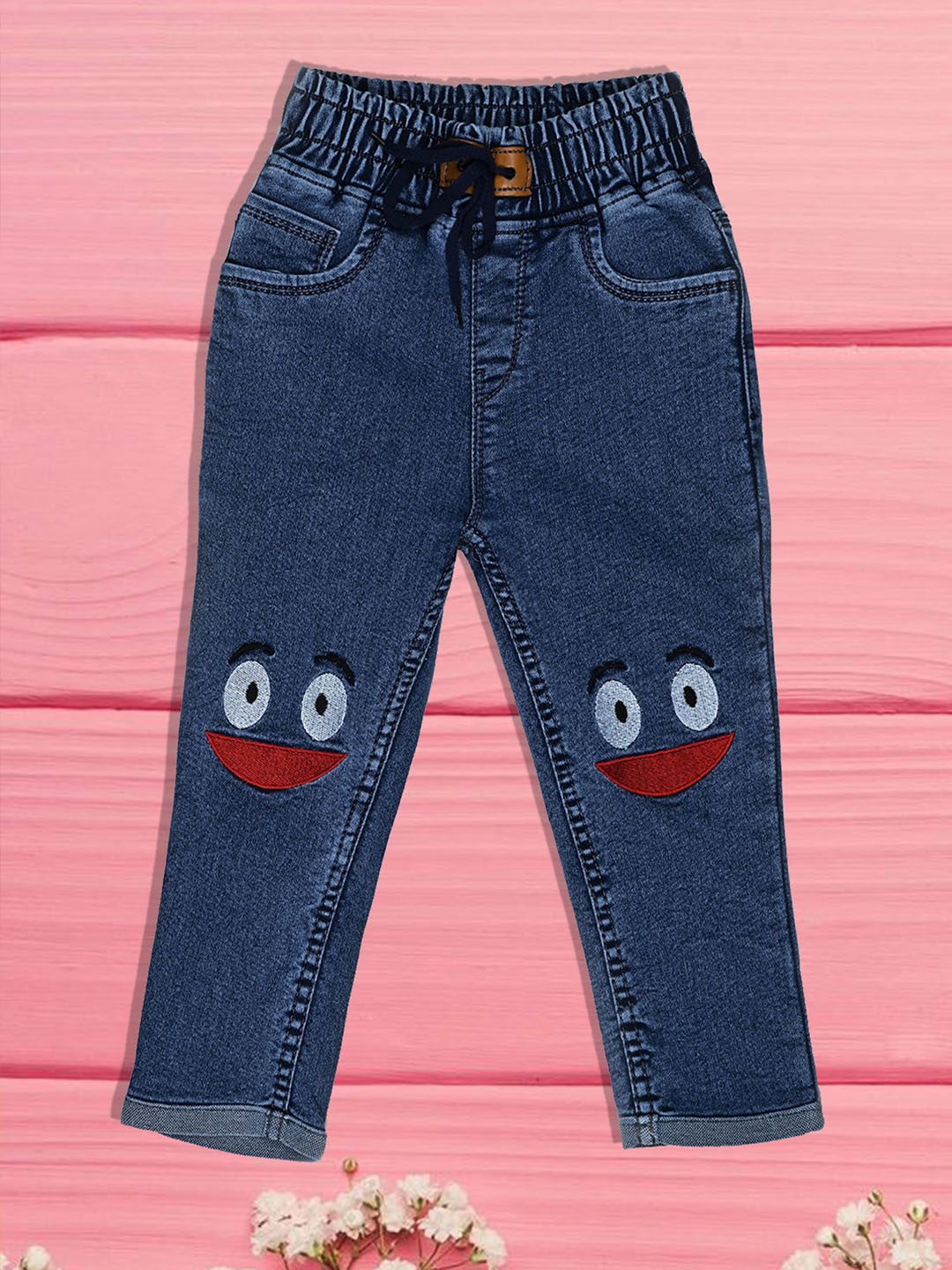

F2M Girls Embroidered High Waist Jeans, Blue