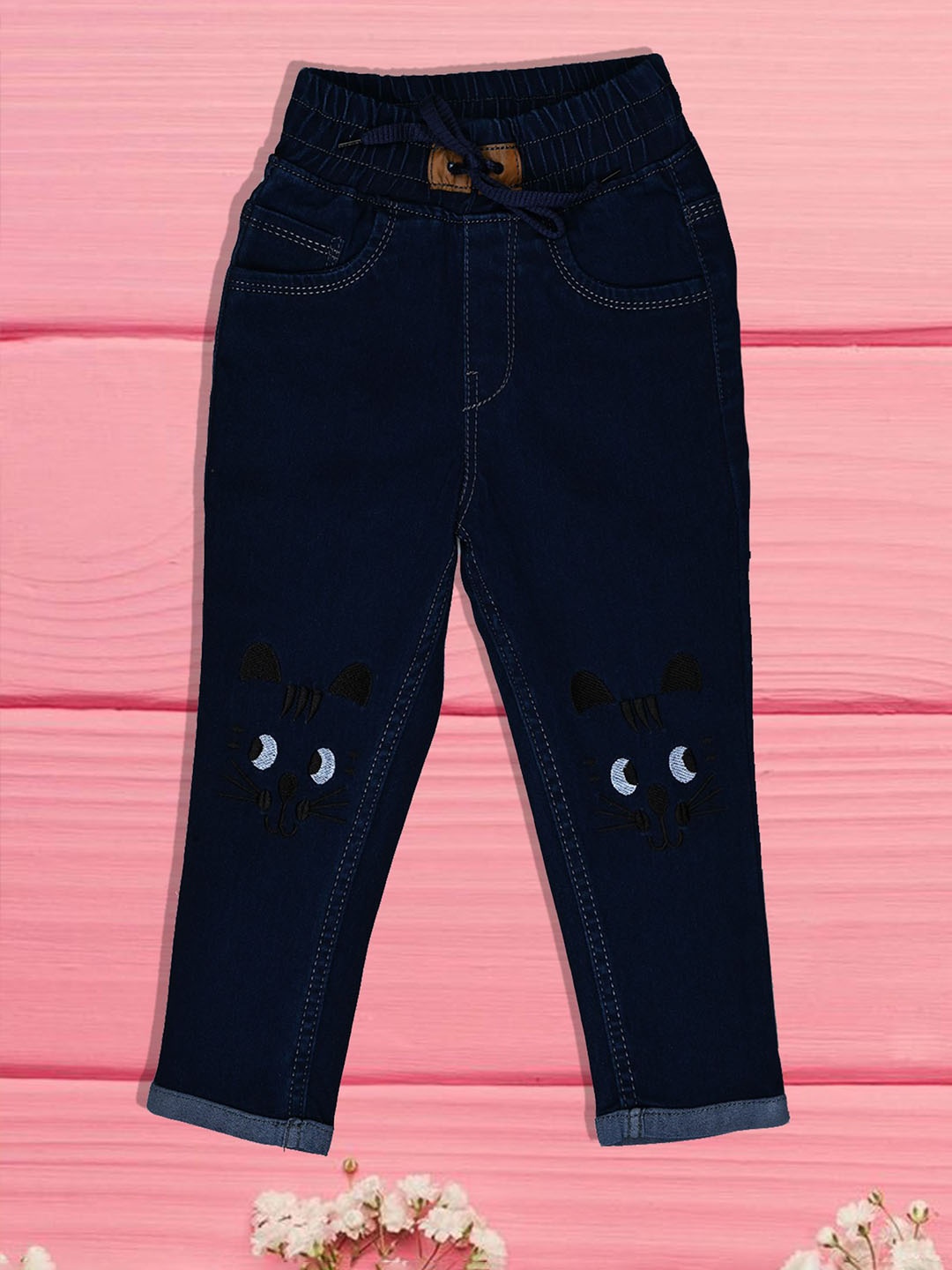 

F2M Girls Embroidered High Waist Jeans, Blue