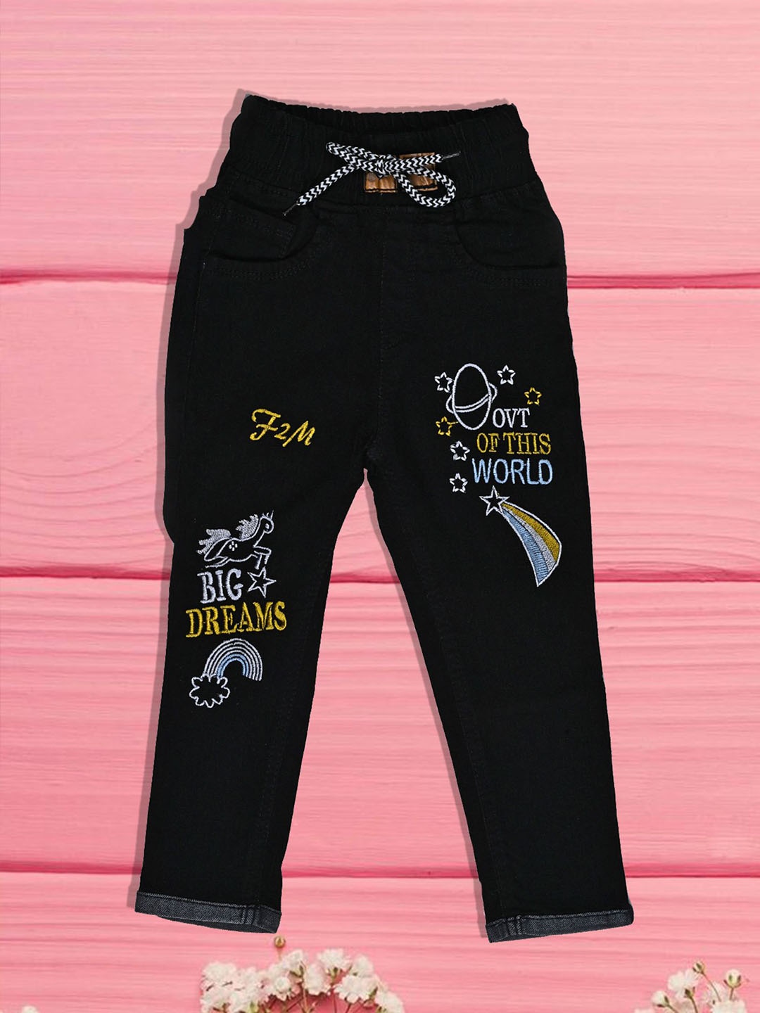 

F2M Boys Mid-Rise Acid Wash Jeans, Black
