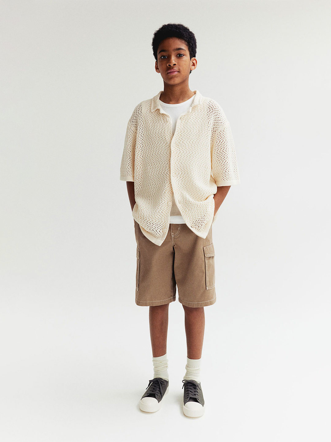 

H&M Boys Pointelle-knit Shirts, Beige