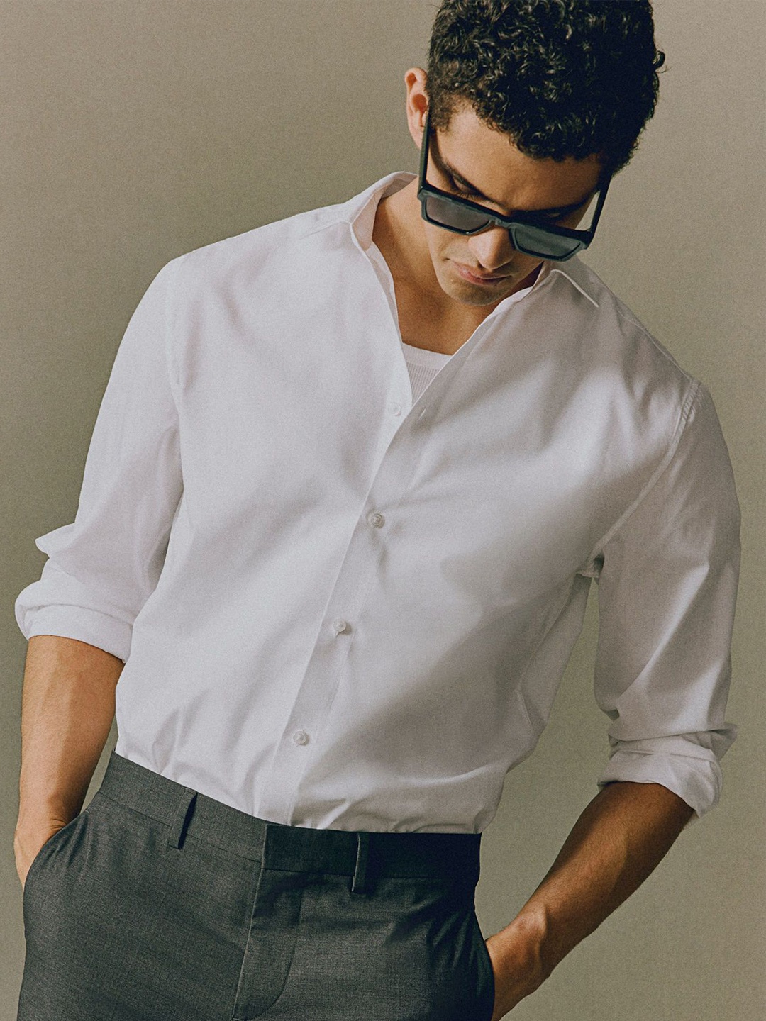 

H&M Slim Fit Easy-Iron Shirt, White