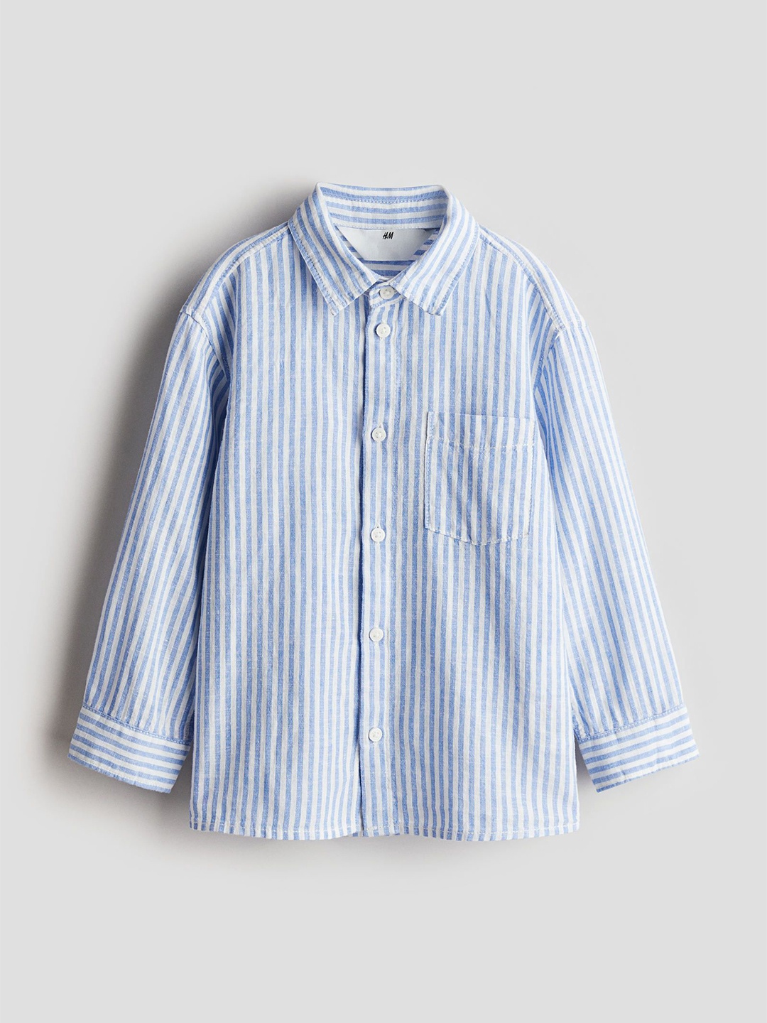 

H&M Boys Linen-Blend Striped Shirts, Blue