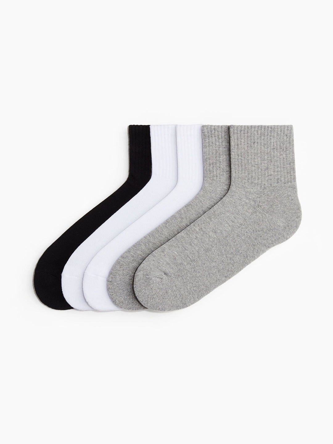 

H&M 5-Pack Ankle Length Socks, Grey