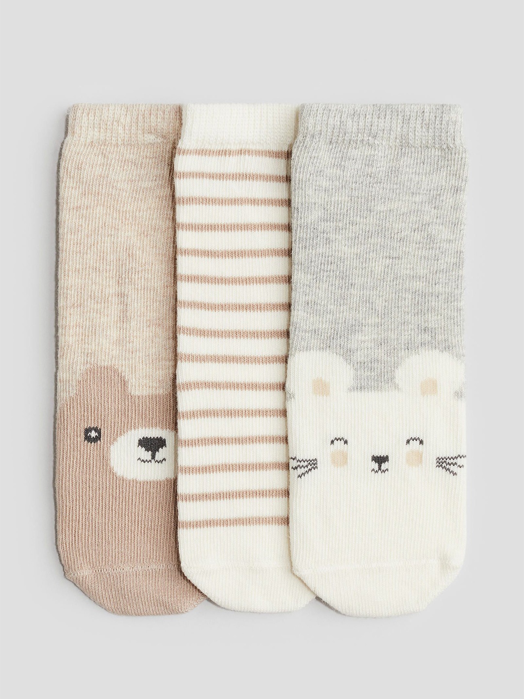 

H&M Boys 3-Pack Anti-Slip Socks, Beige