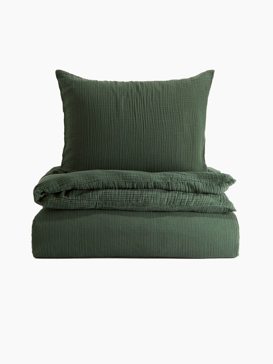 

H&M Green Pure Cotton Muslin Single Duvet Cover Set