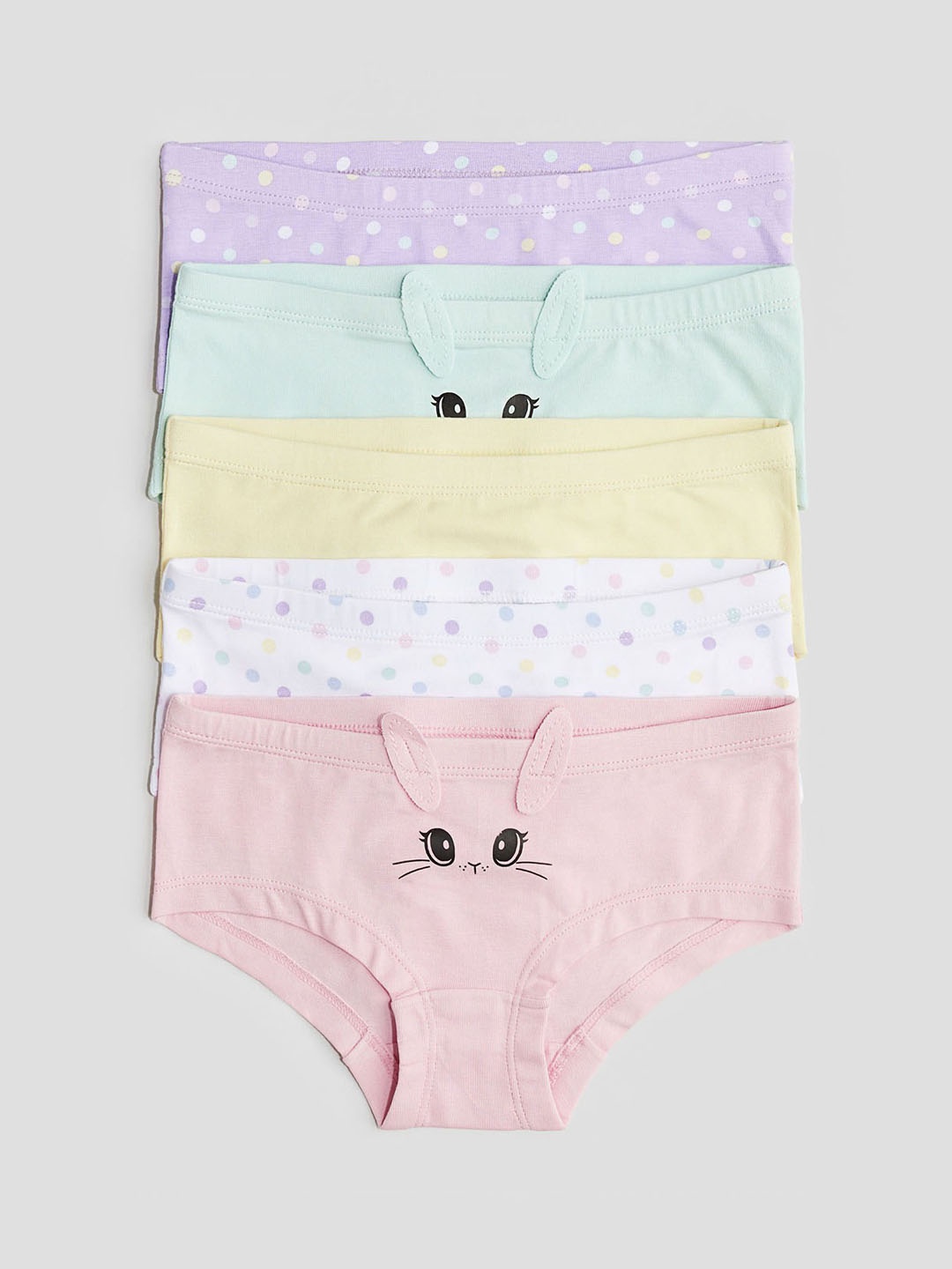 

H&M Girls Pack Of 5 Printed Hipster Briefs 0651030049, White