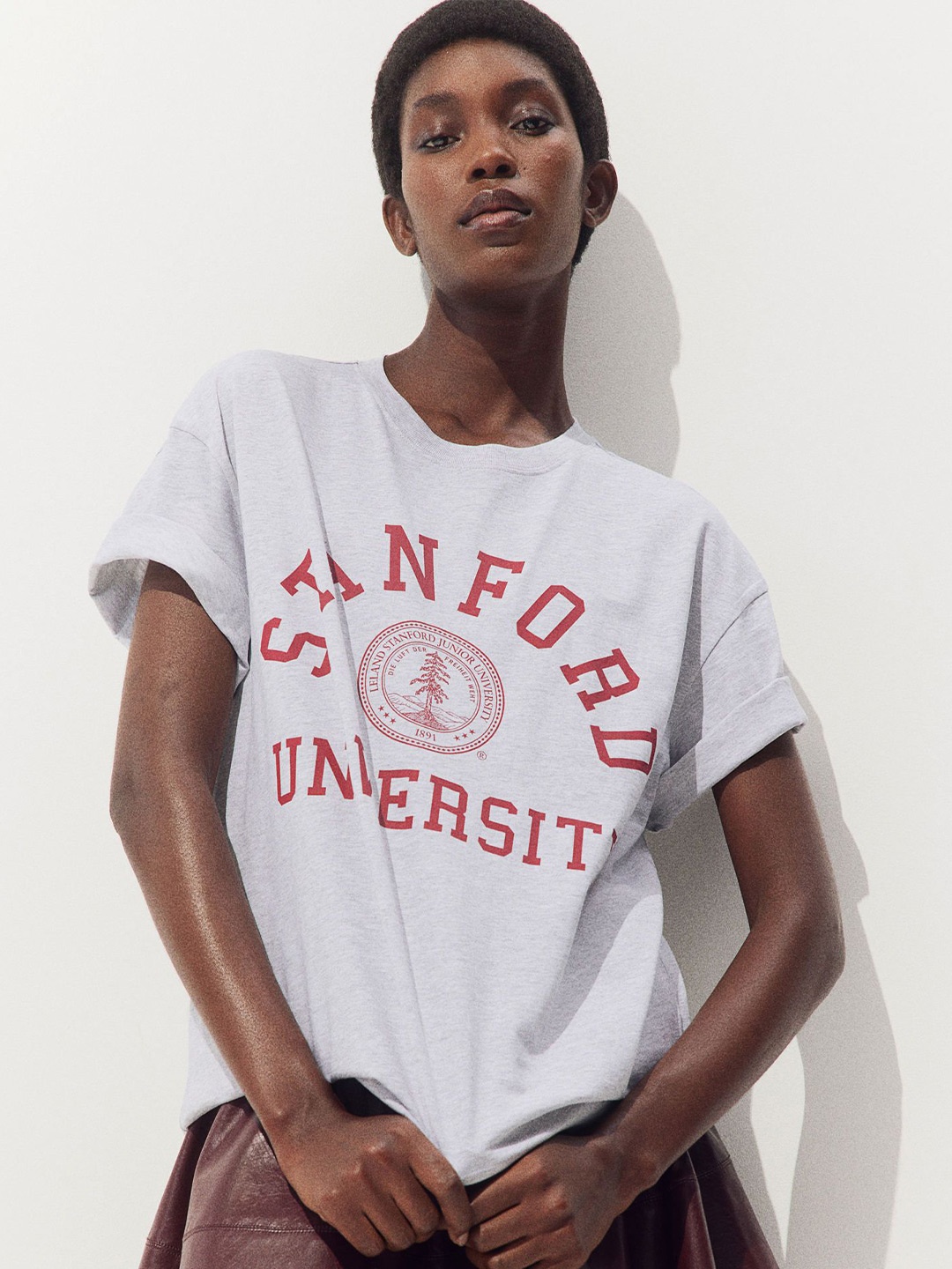 

H&M Oversized Printed T-shirt, Grey