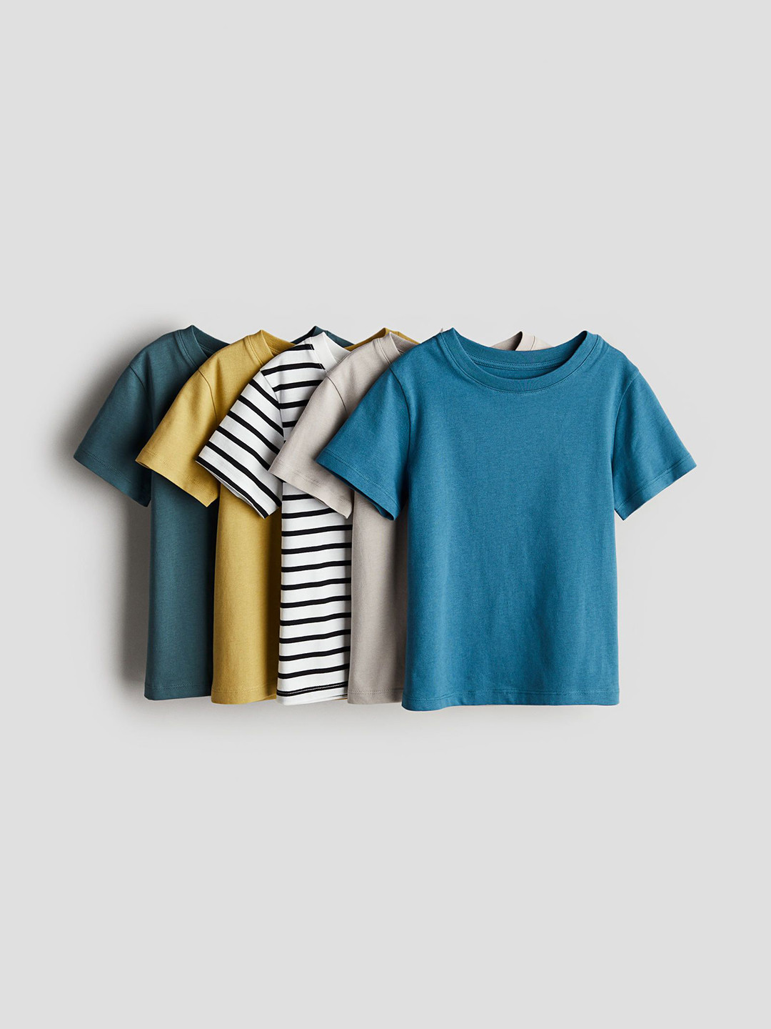 

H&M Girls 5-Pack Cotton T-shirts, Turquoise blue