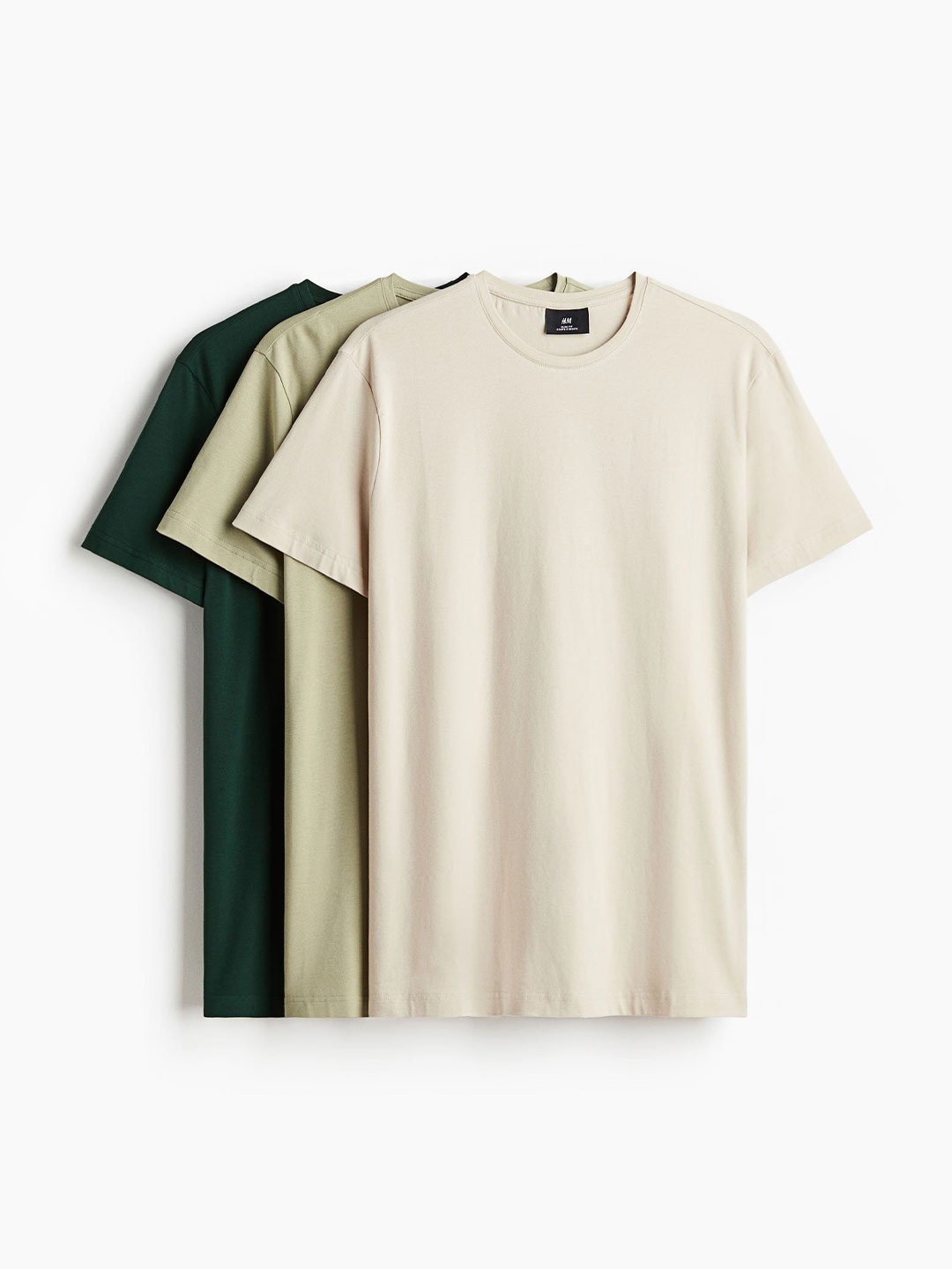 

H&M Men 3-Pack Slim Fit T-Shirts, Beige