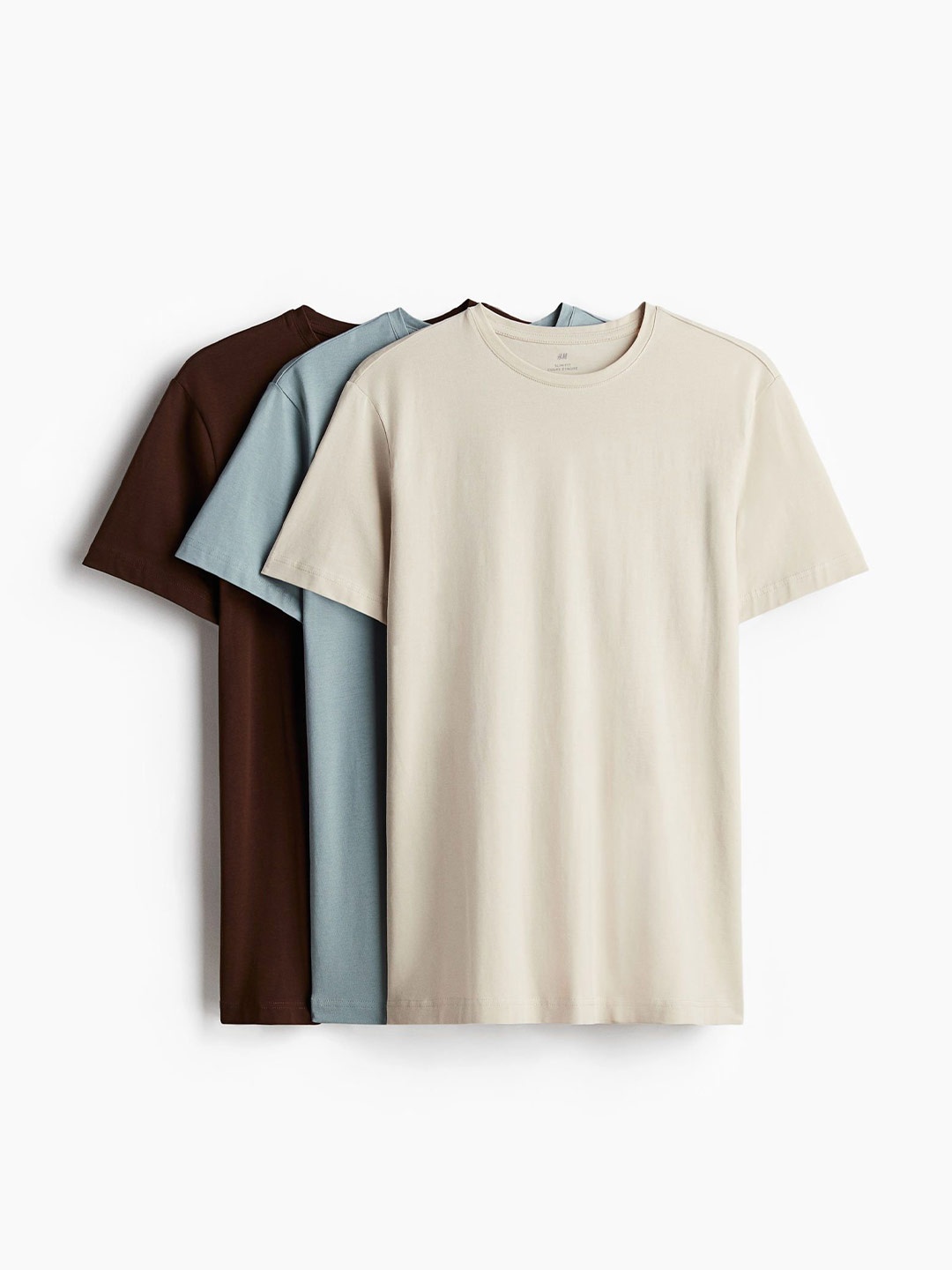 

H&M 3-Pack Slim Fit T-shirts, Brown