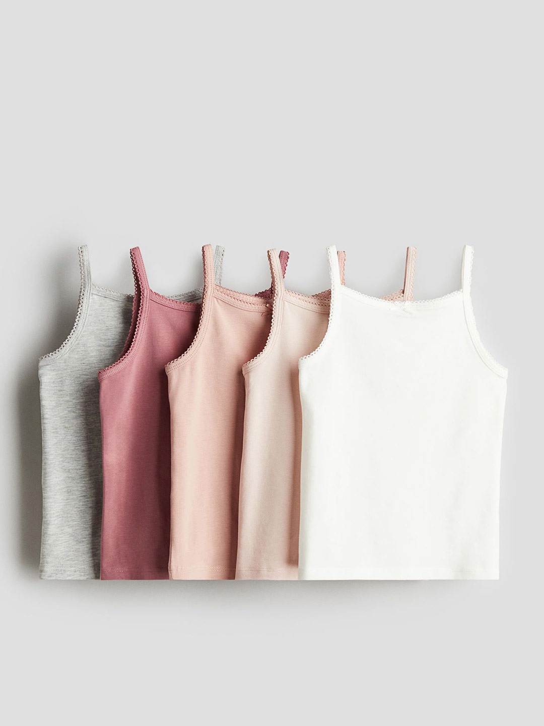 

H&M Girls 5-pack Jersey Vest Tops, Pink