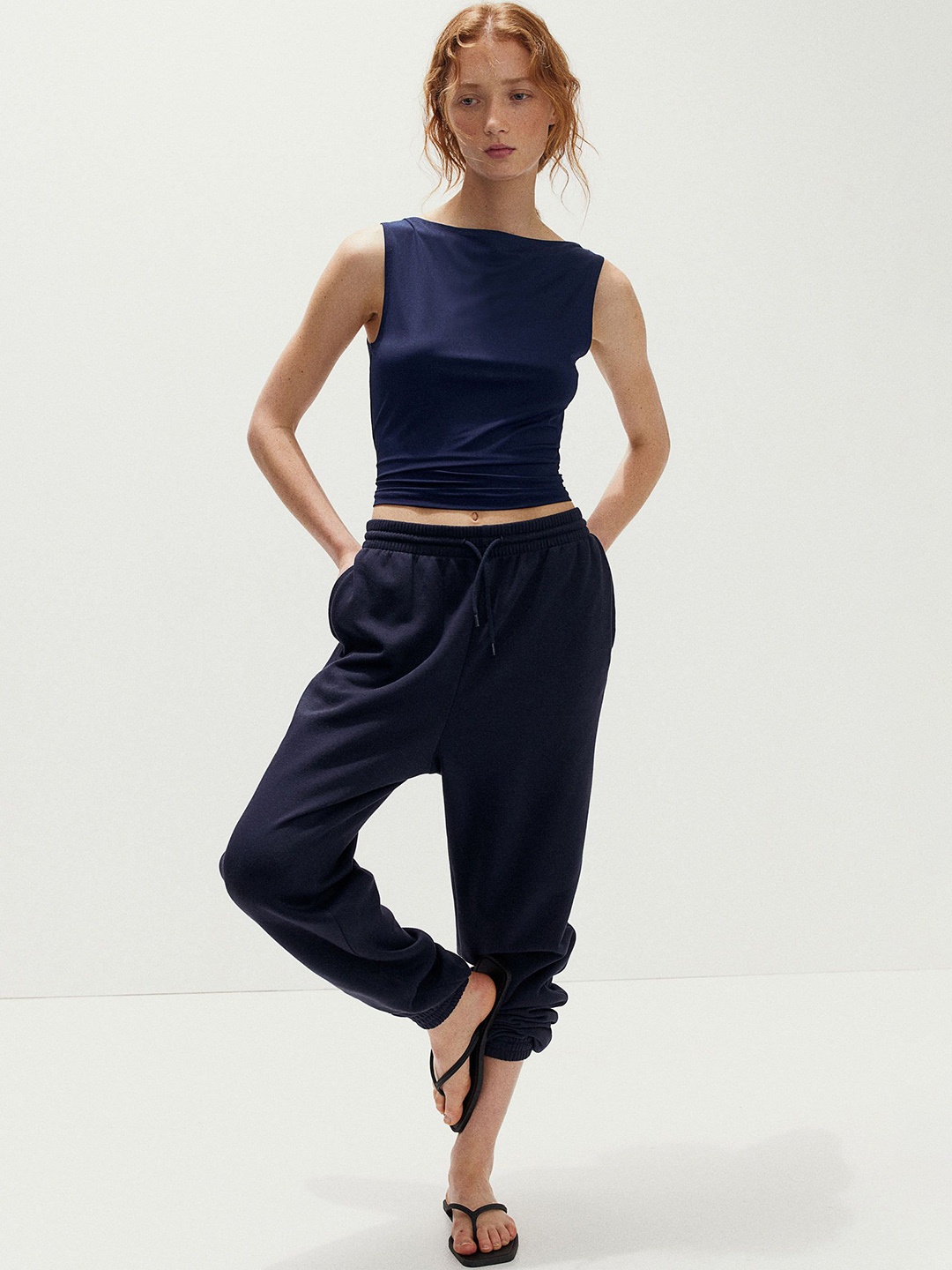 

H&M High-Waisted Joggers, Blue