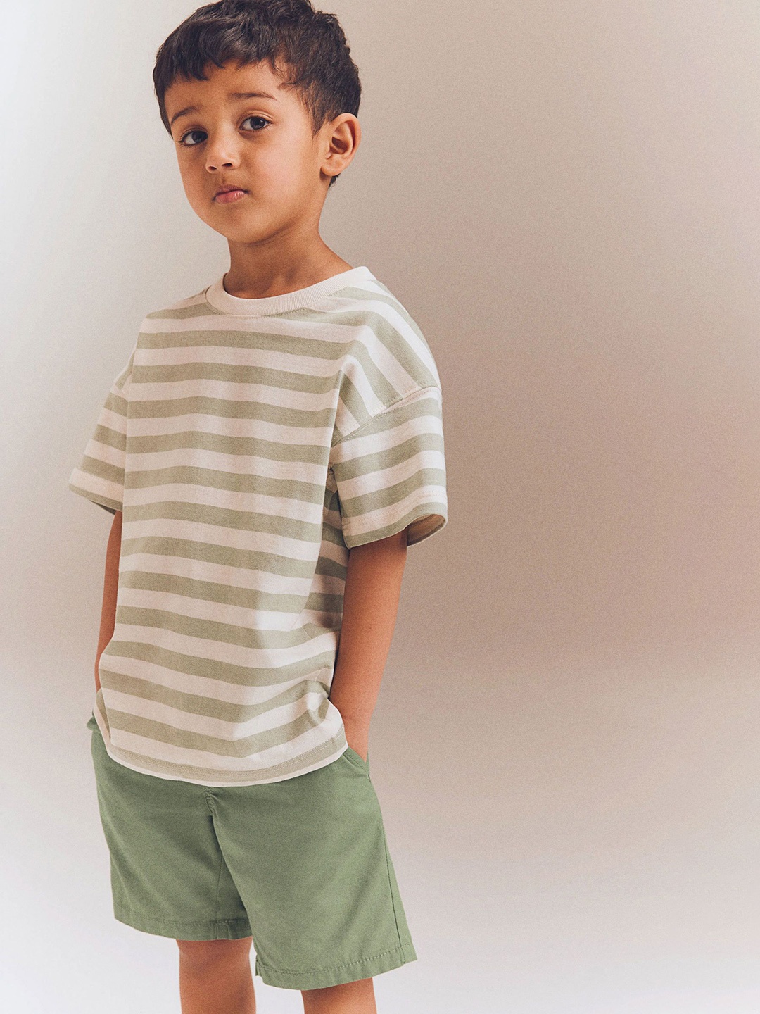 

H&M Boys 3-Pack Cotton Shorts, Beige