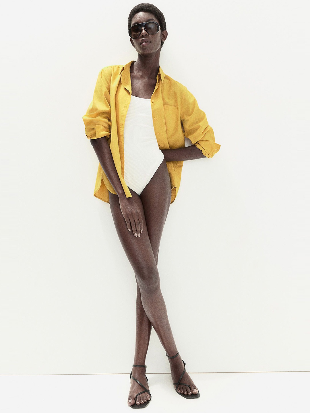 

H&M Linen-Blend Shirt, Yellow