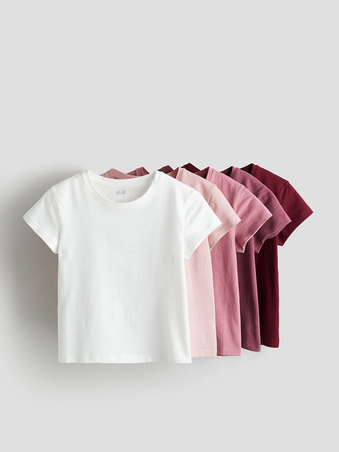 

H&M Girls 5-pack Cotton T-shirts, Red