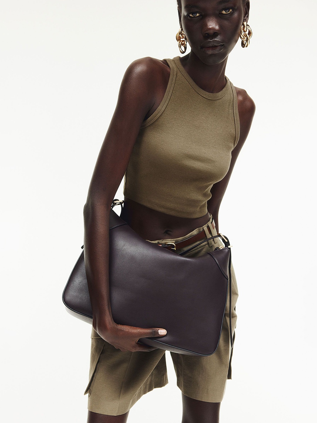

H&M Cropped Vest Tops, Brown