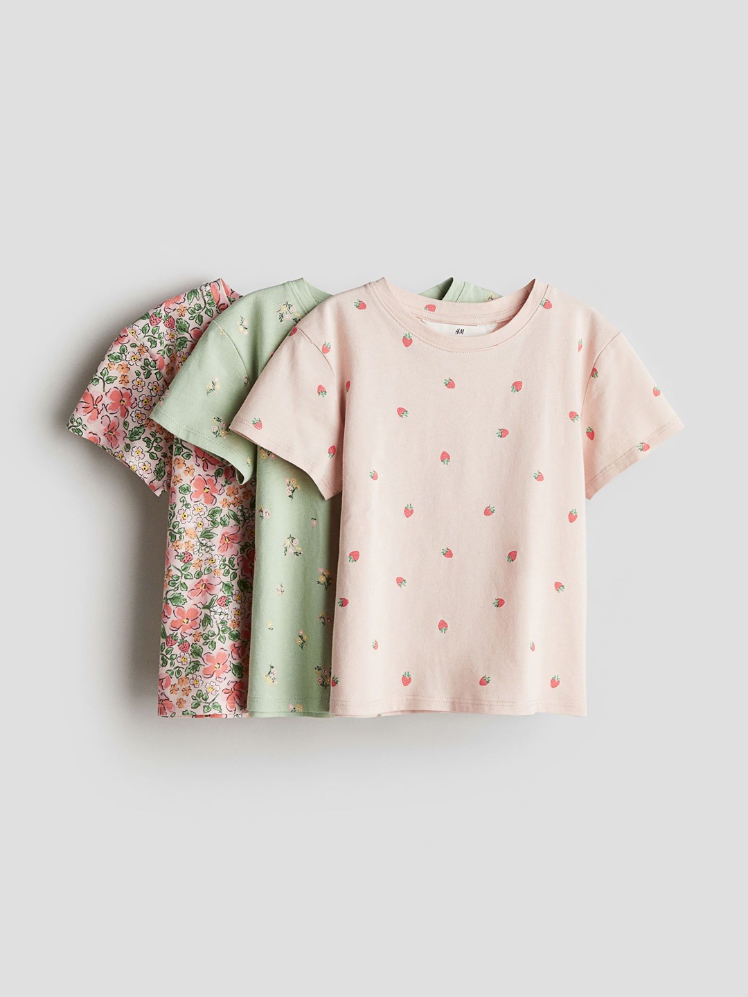 

H&M Girls 3-Pack Cotton Jersey Tops, Green