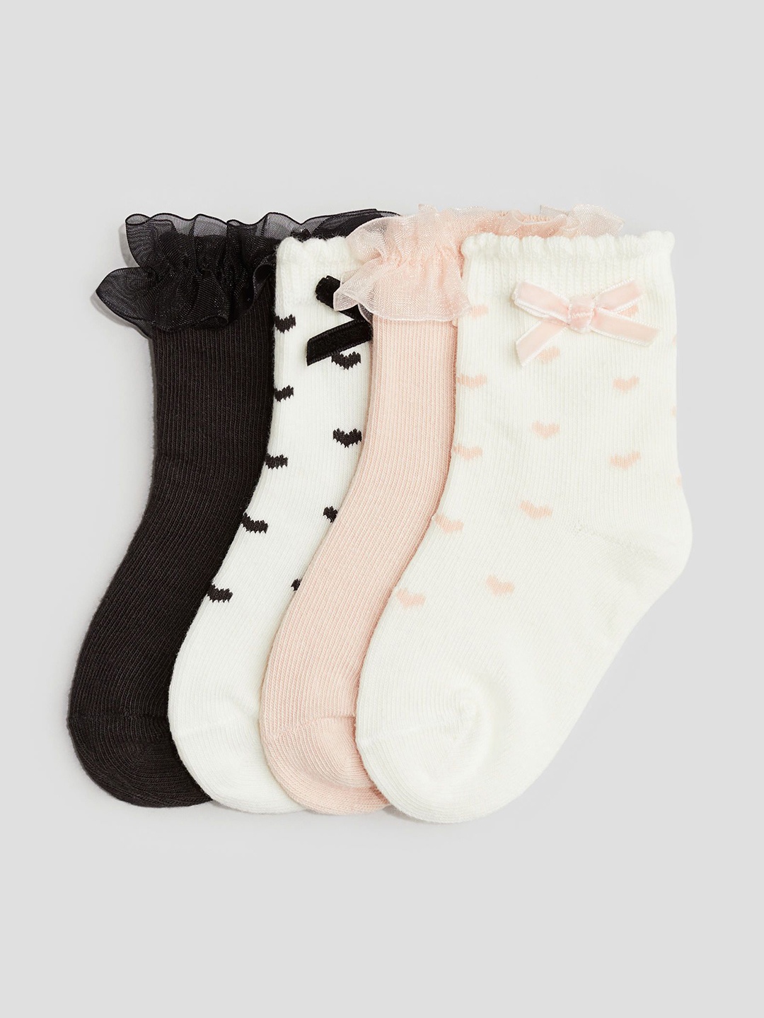 

H&M Girls 4-Pack Socks, Black