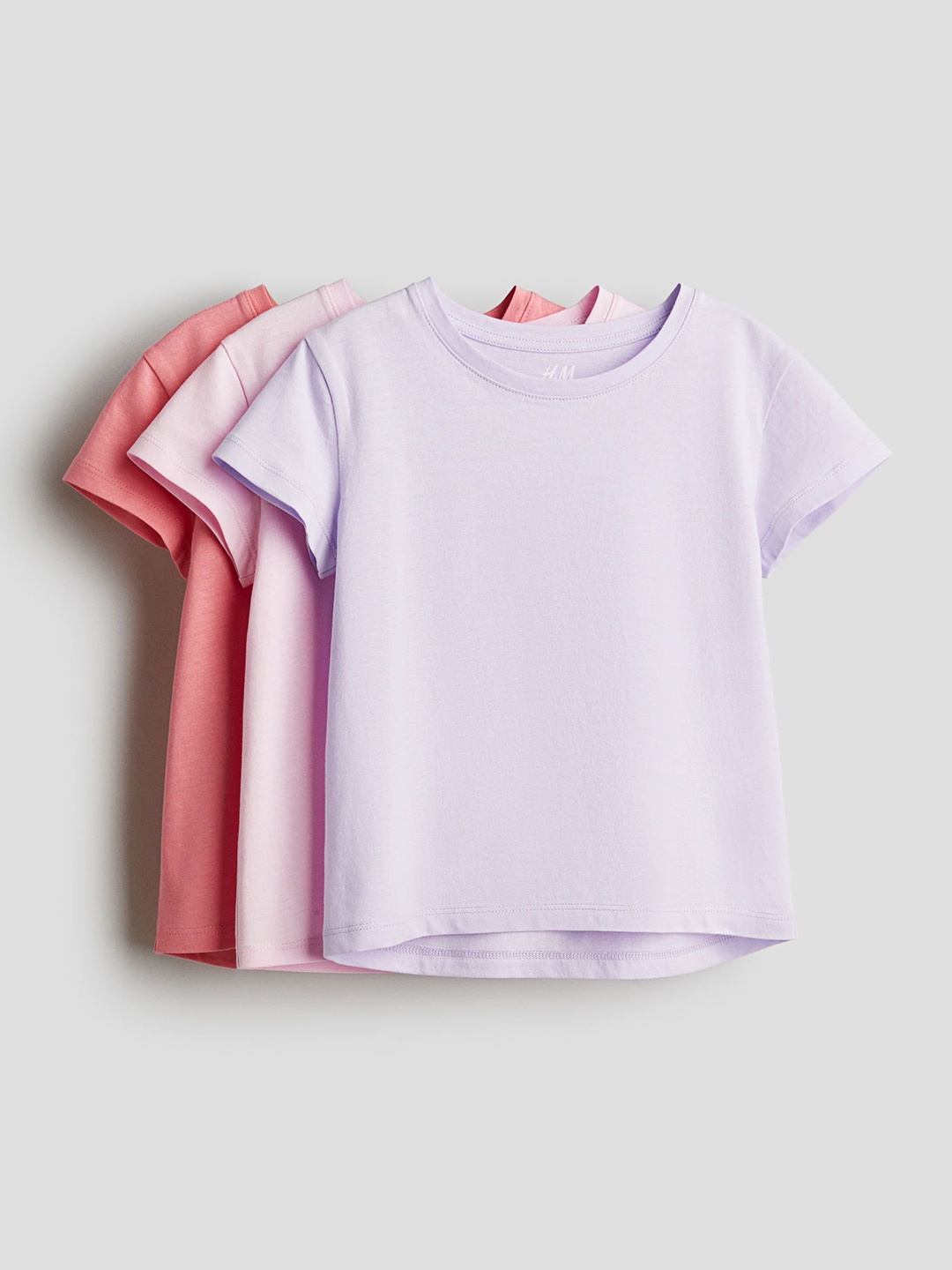 

H&M Girls 3-Pack Cotton Tops, Pink
