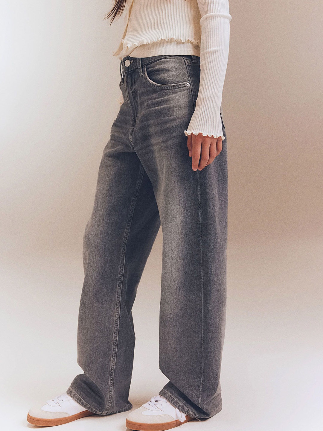 

H&M Girls Wide Leg Jeans, Grey