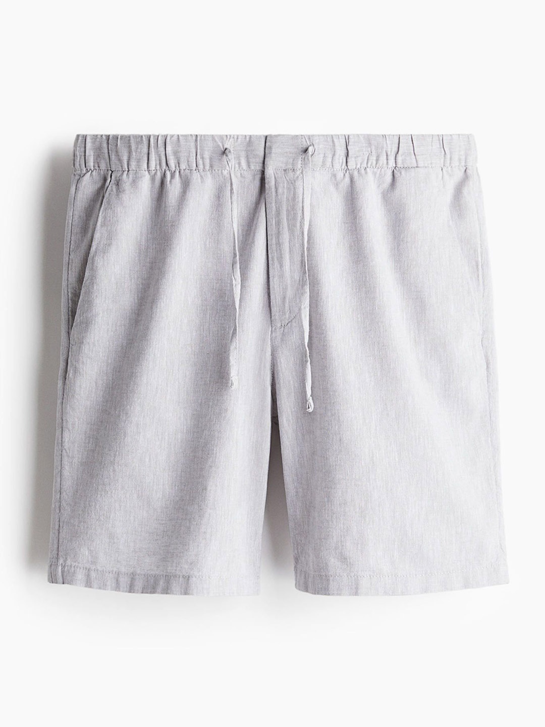 

H&M Regular Fit Linen-Blend Shorts, Grey