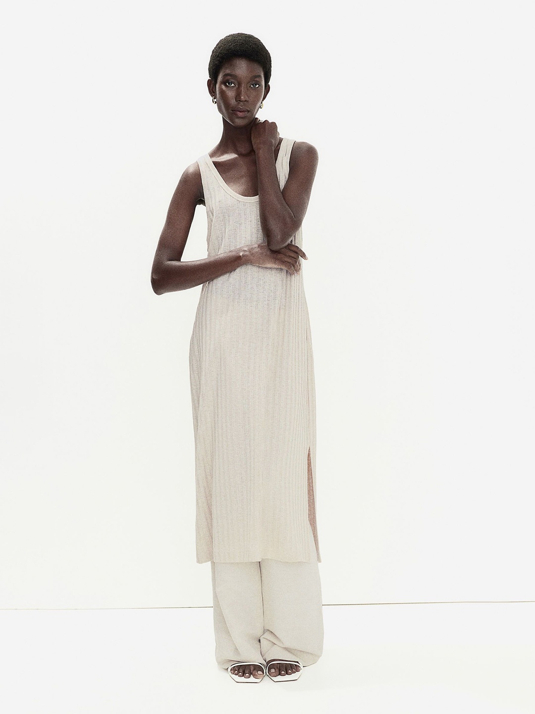 

H&M Rib-Knit Dress, White