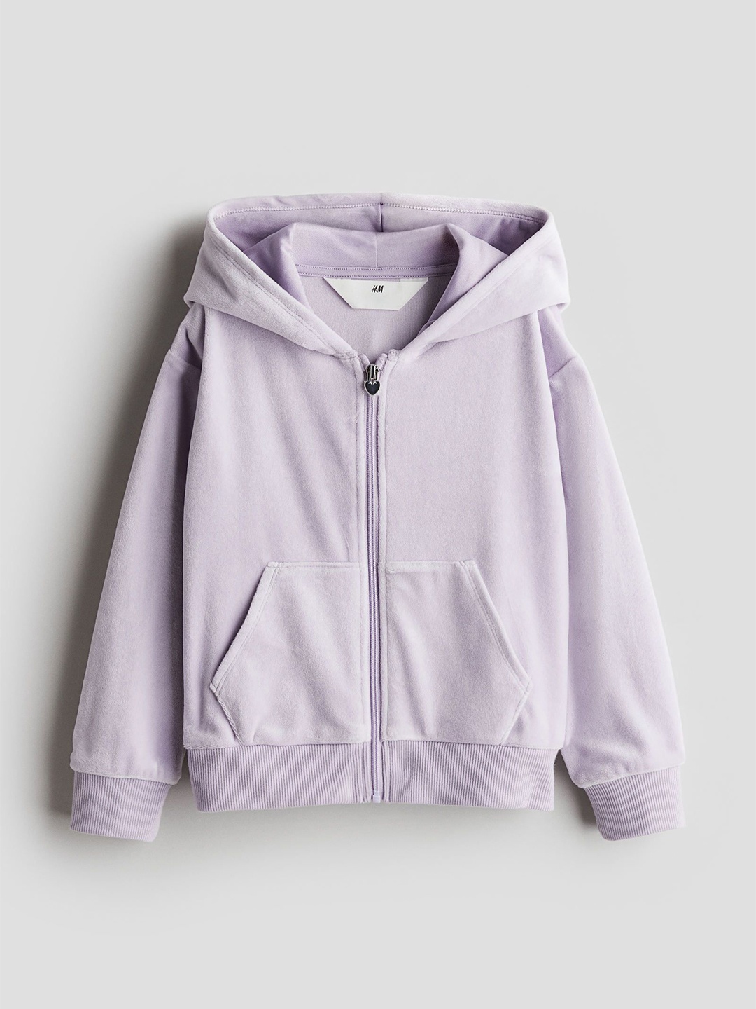 

H&M Girls Velour Zip-Through Hoodie Sweatshirts, Purple