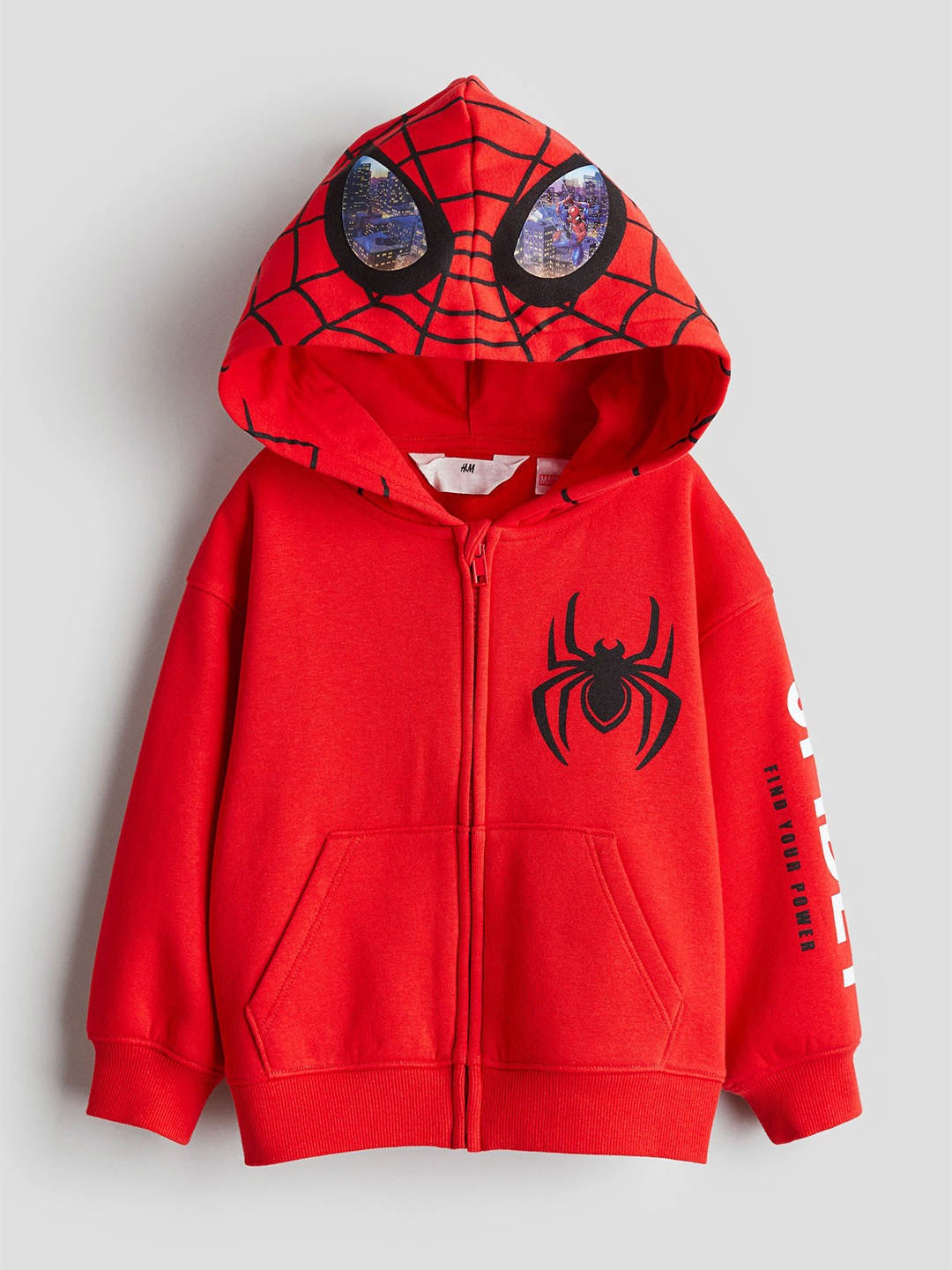 

H&M Infant Boys Printed Zip-Through Hoodie Sweatshirts, Red