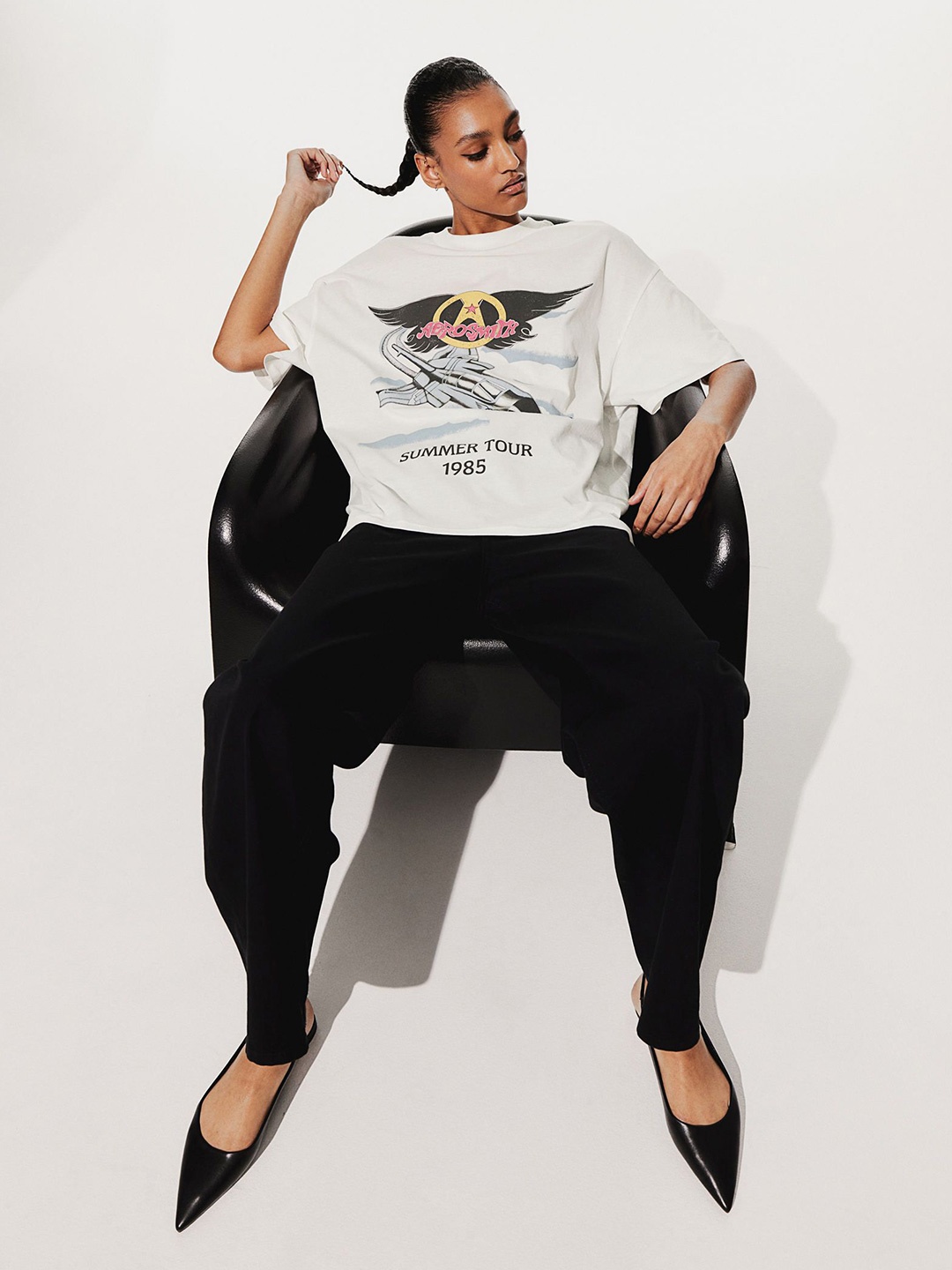 

H&M Oversized Printed T-Shirt, White