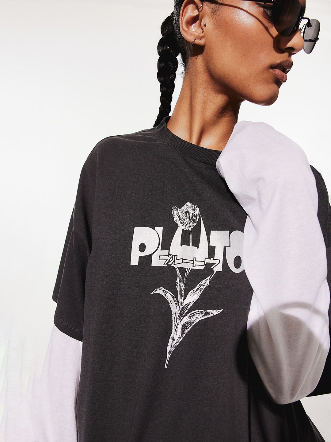

H&M Oversized Printed T-Shirt, Grey