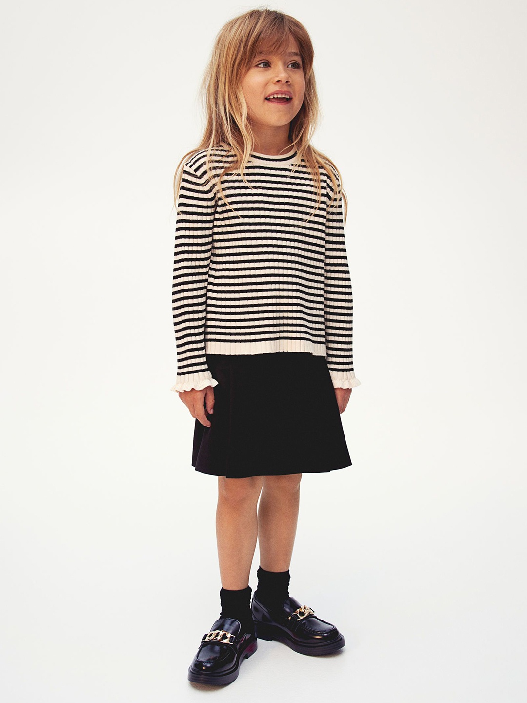 

H&M Girls Rib-Knit Jumper Sweaters, Beige