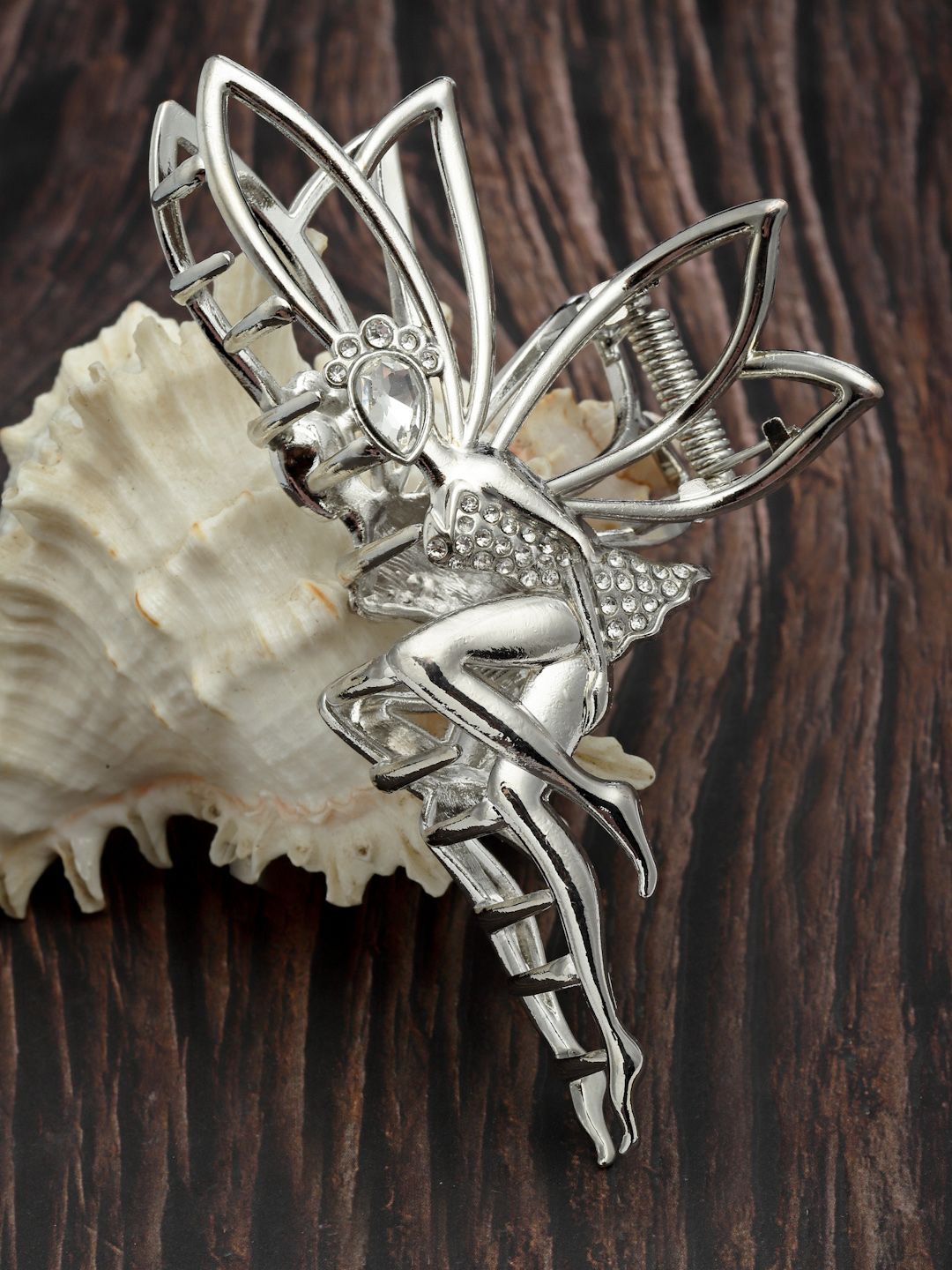 

VOGUE HAIR ACCESSORIES Women Beaded Claw Clip, Silver