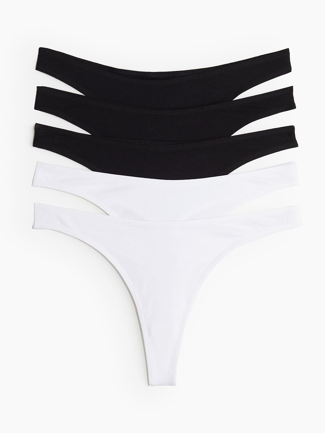 

H&M 5-Pack Cotton Thong Briefs, Black