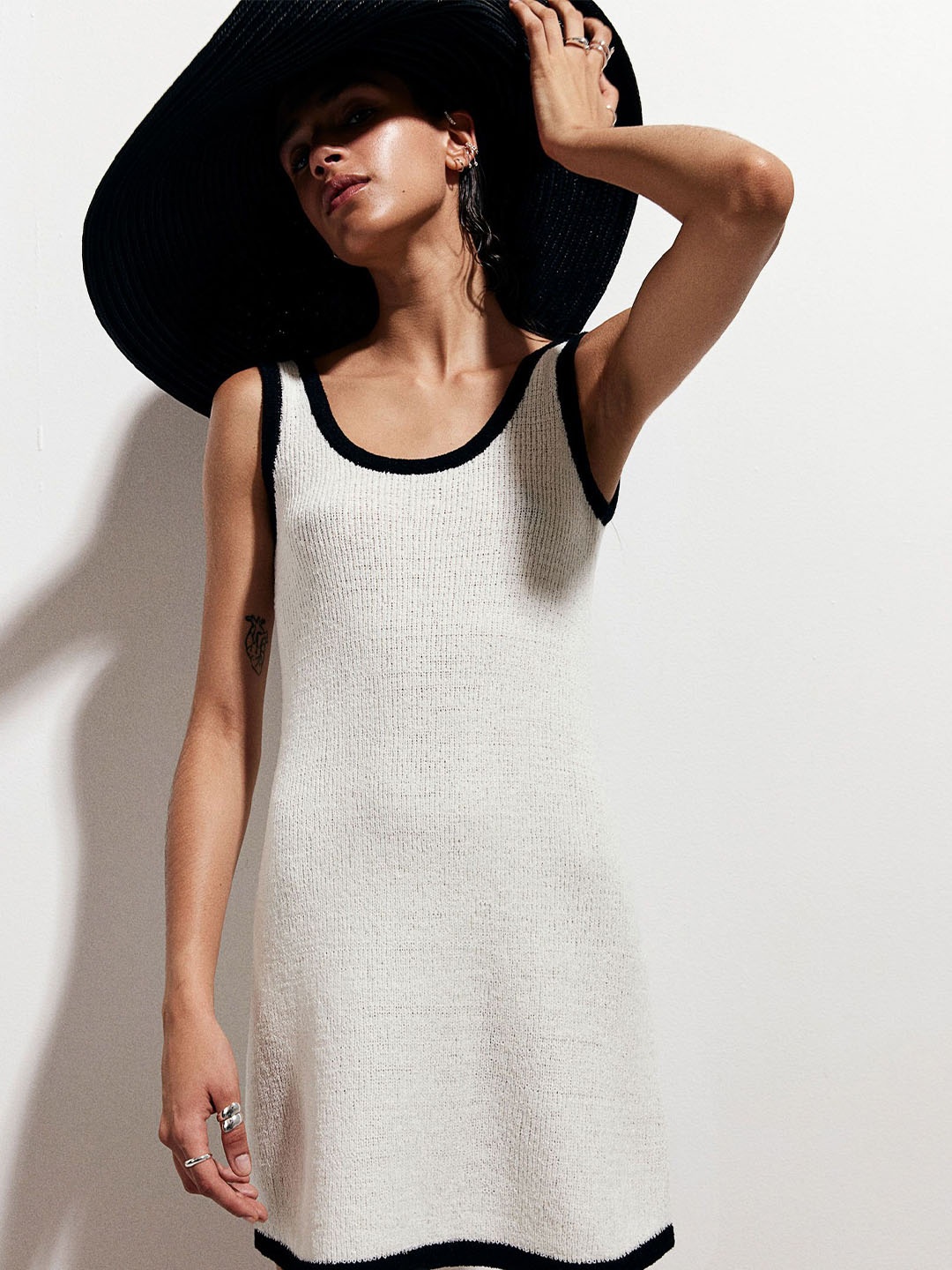 

H&M Fine-Knit A-Line Dress, White