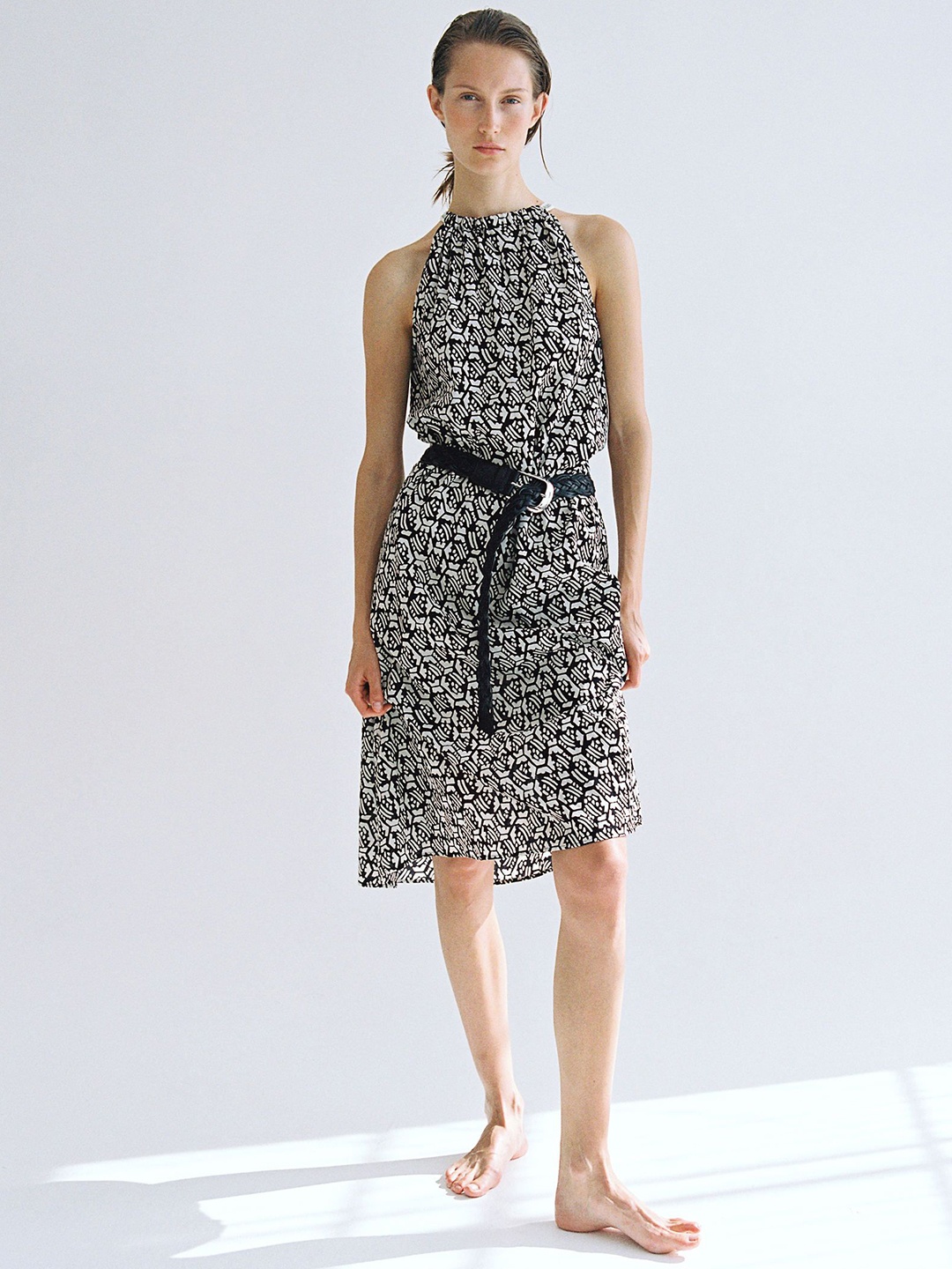 

H&M Drawstring-Detail Cotton A-Line Dresses, Black