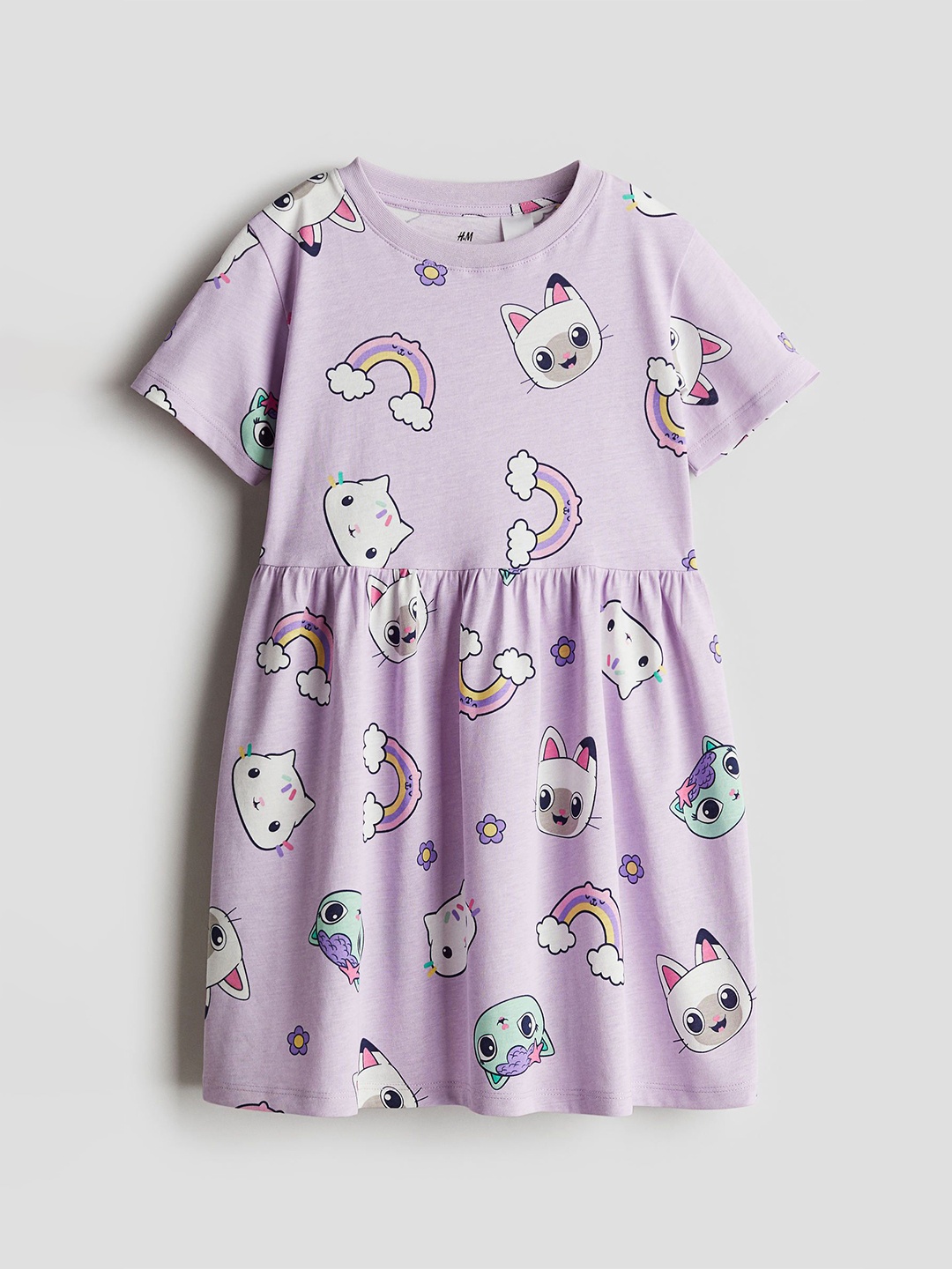 

H&M Girls Pure Cotton Fit and Flare Dress, Purple