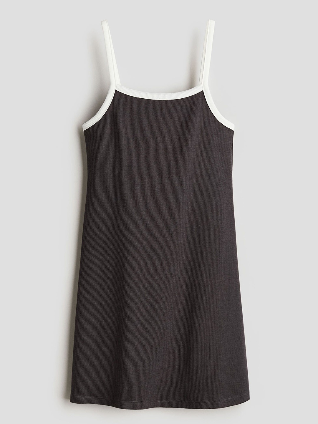 

H&M Girls Cotton Jersey Strappy Dress, Grey