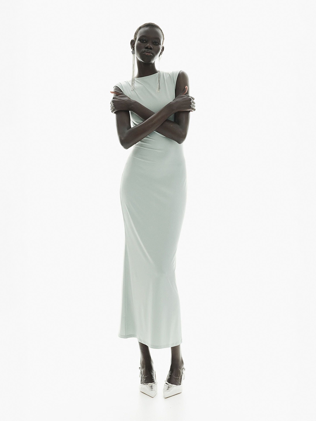 

H&M Women Round Neck Bodycon Dress, White