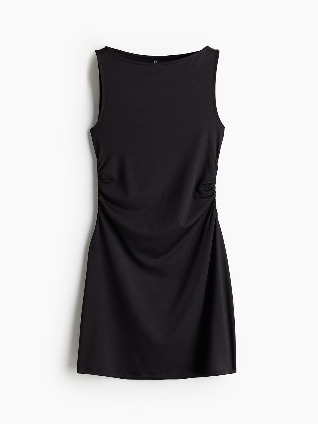 

H&M Gathered Flared Sheath mini Dresses, Black