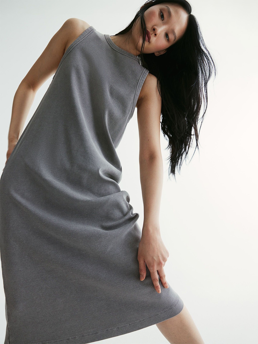

H&M Ribbed Midi Dress, Grey