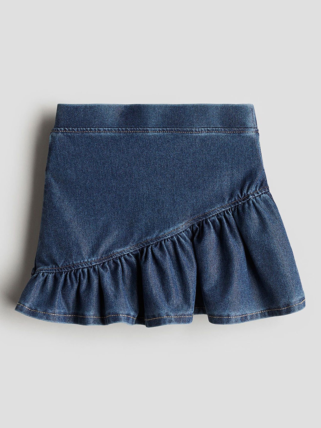 

H&M Girls Flared Denim-Look Slip-On Mini Skirt, Blue