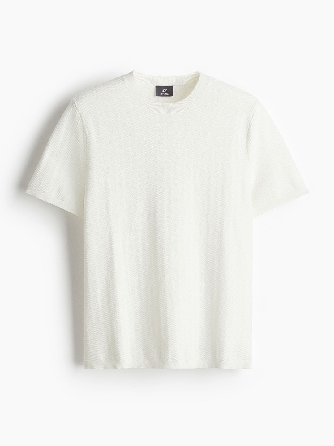 

H&M Men Textured-Knit T-Shirts, White