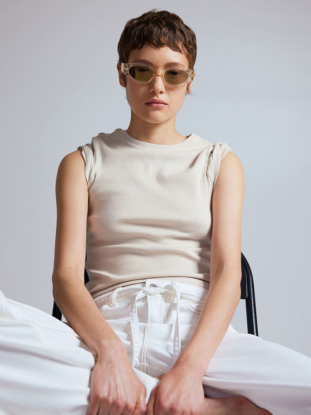 

H&M Fitted Tshirts, Beige