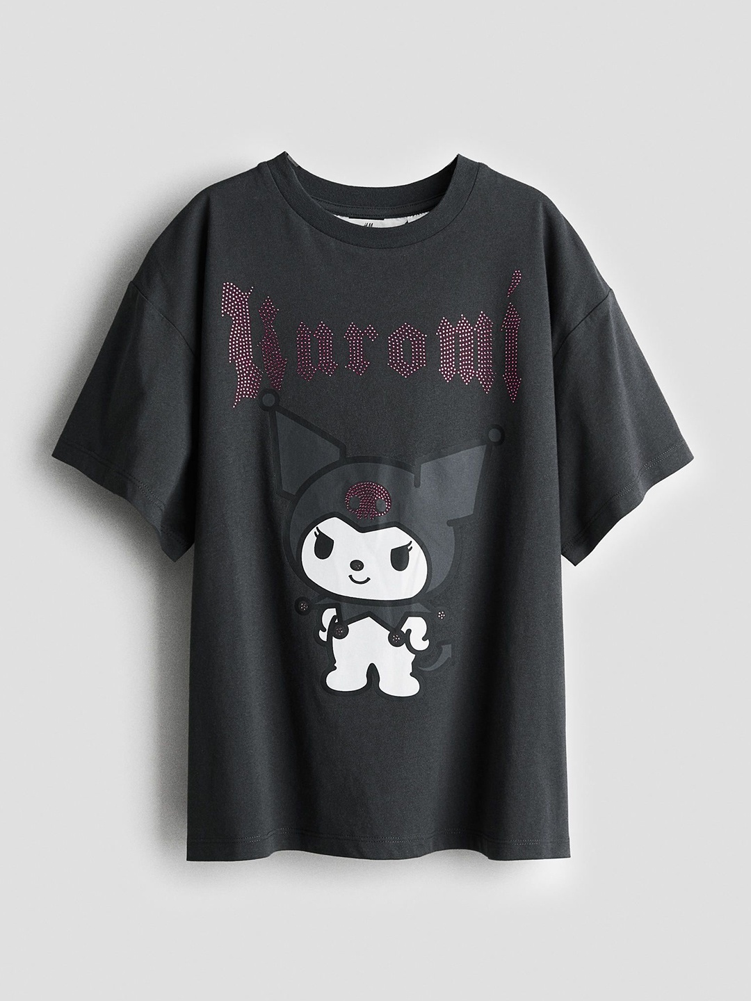 

H&M Girls Oversized Printed T-Shirt, Grey