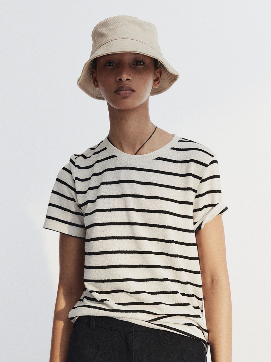 

H&M Women Fine-Knit T--Shirt, White