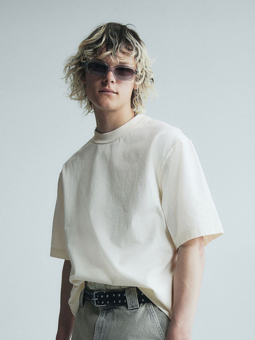 

H&M Boxy Fit Washed T-Shirt, White