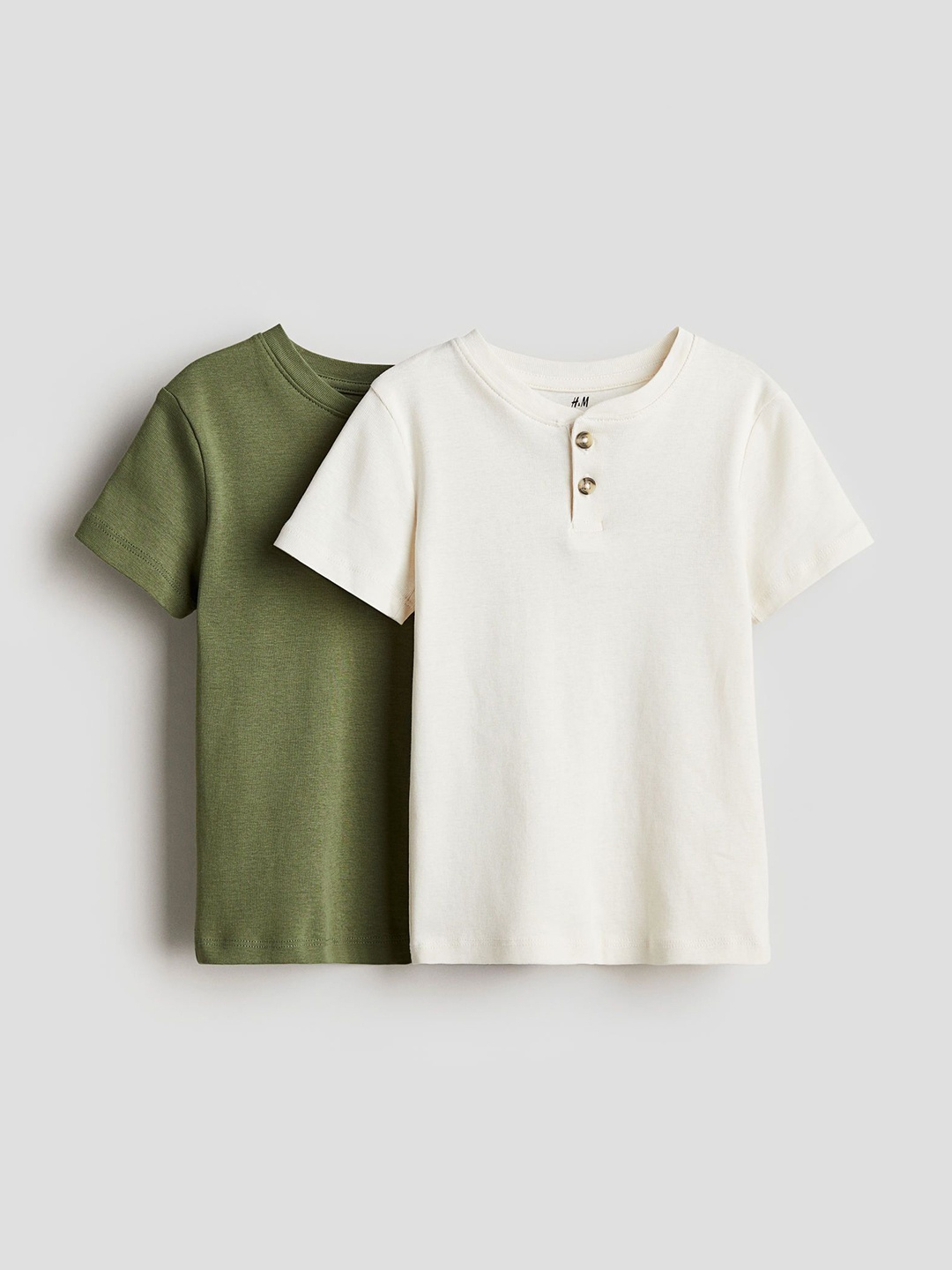 

H&M Infant Boys Pack Of 2 Henley T-Shirts, Green