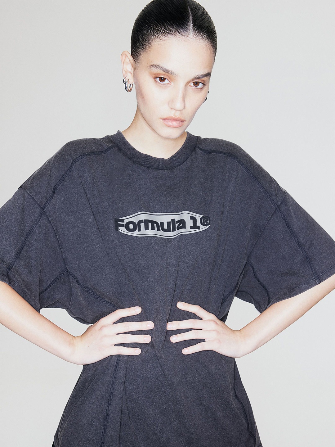 H&M Oversized Printed T-shirt, Black