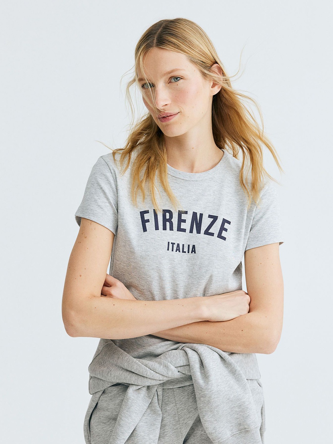 

H&M Fitted T-Shirt, Grey