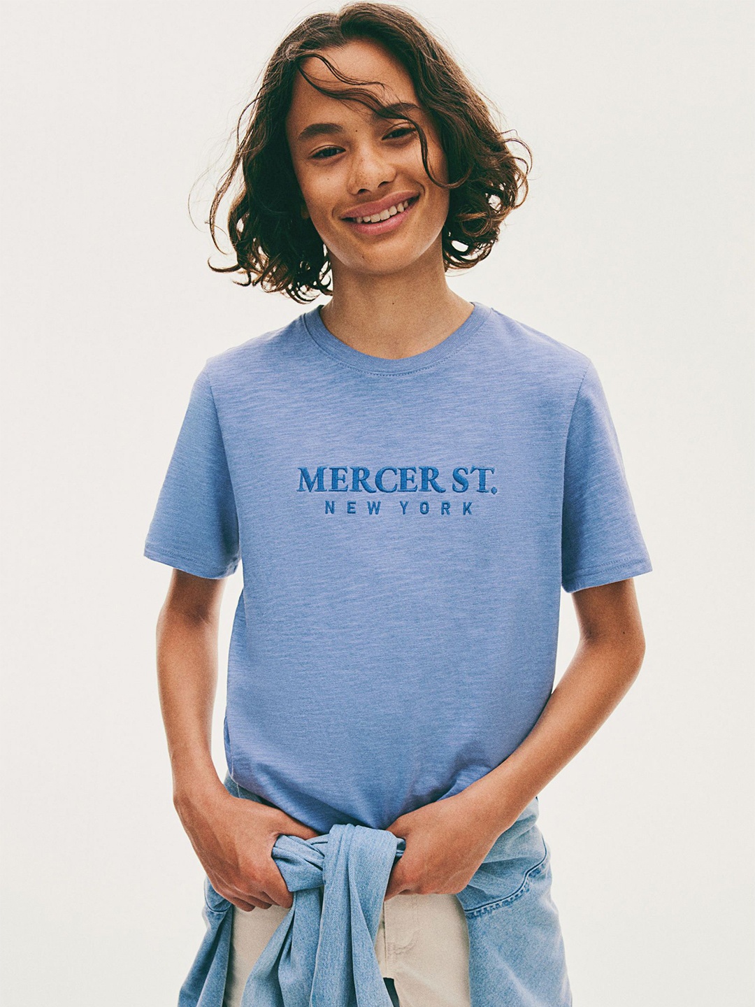 H&M Boys Motif-Detail Cotton T-Shirt, Blue